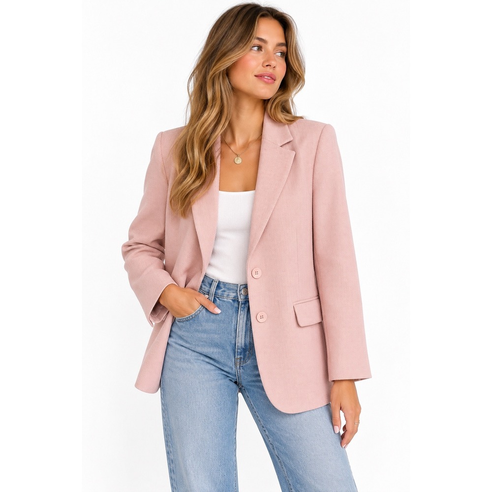 WAYF Pink Two Button Notch Lapel Textured Blazer Size S Coquette Barbiecore